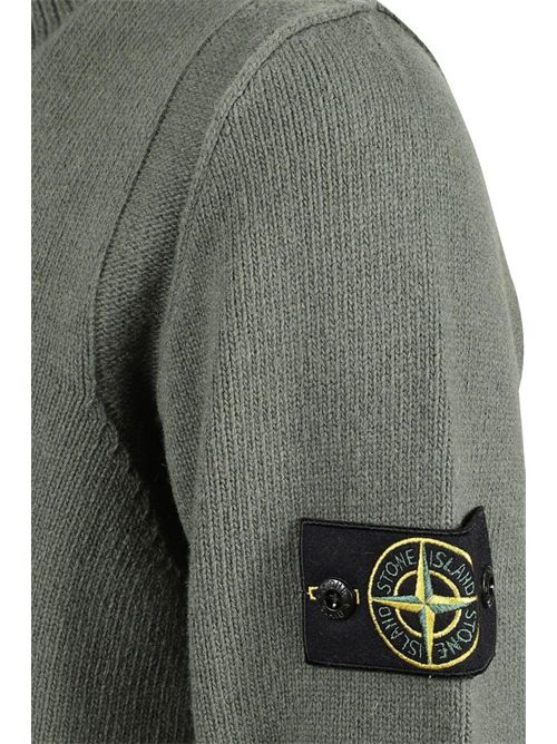 Maglione 5100040 in misto lana con zip e bottoni Green STONE ISLAND | 5100040S00A3V0054